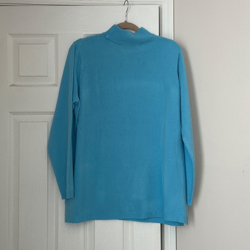 Quacker Factory Sowman Acrylic Sweater Blue Plus Women's 1X Winter Wonderland - Picture 4 of 6